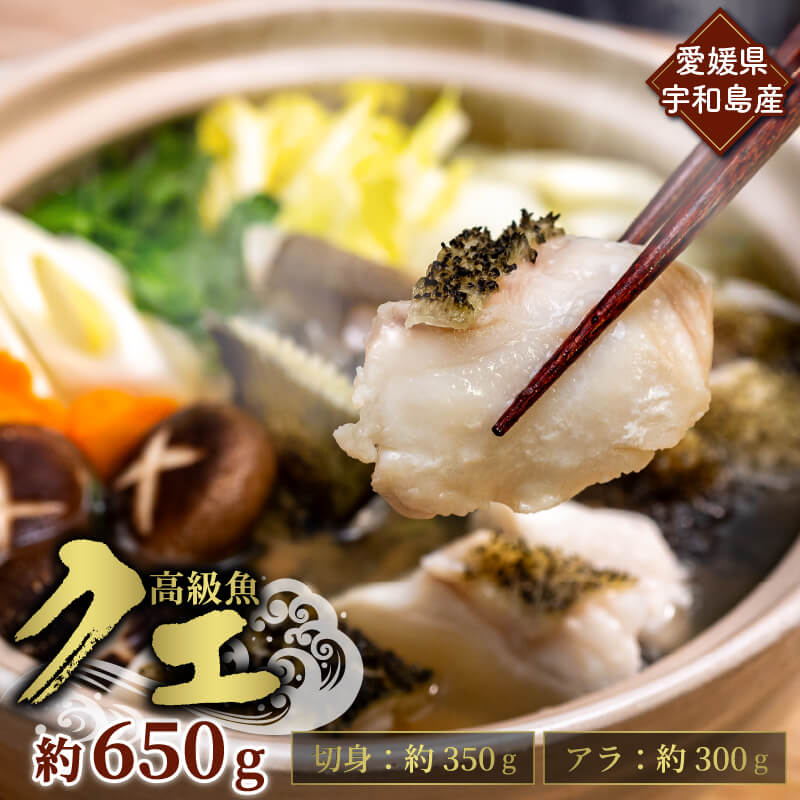 愛媛県・宇和島産クエ 鍋用650g(切り身300g・アラ350g)