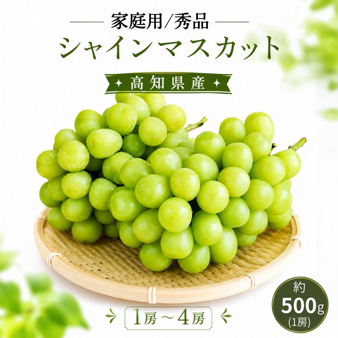 【9月中旬頃より順次出荷・先行予約受付中】家庭用/秀品シャインマスカット 1房約500g【1房～4房まで選択可】