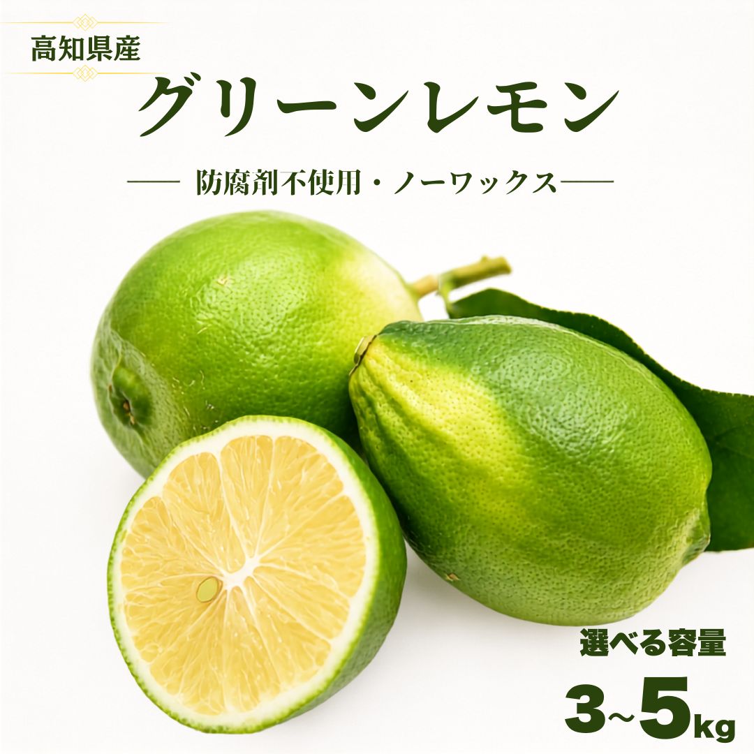 【先行予約・9月上旬より出荷】高知県産 家庭用 グリーンレモン 3kg～5kg【栽培期間中農薬不使用】