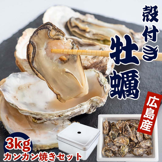 【4/6最終受付】本場広島の殻付き牡蠣 3kg カンカン焼きセット