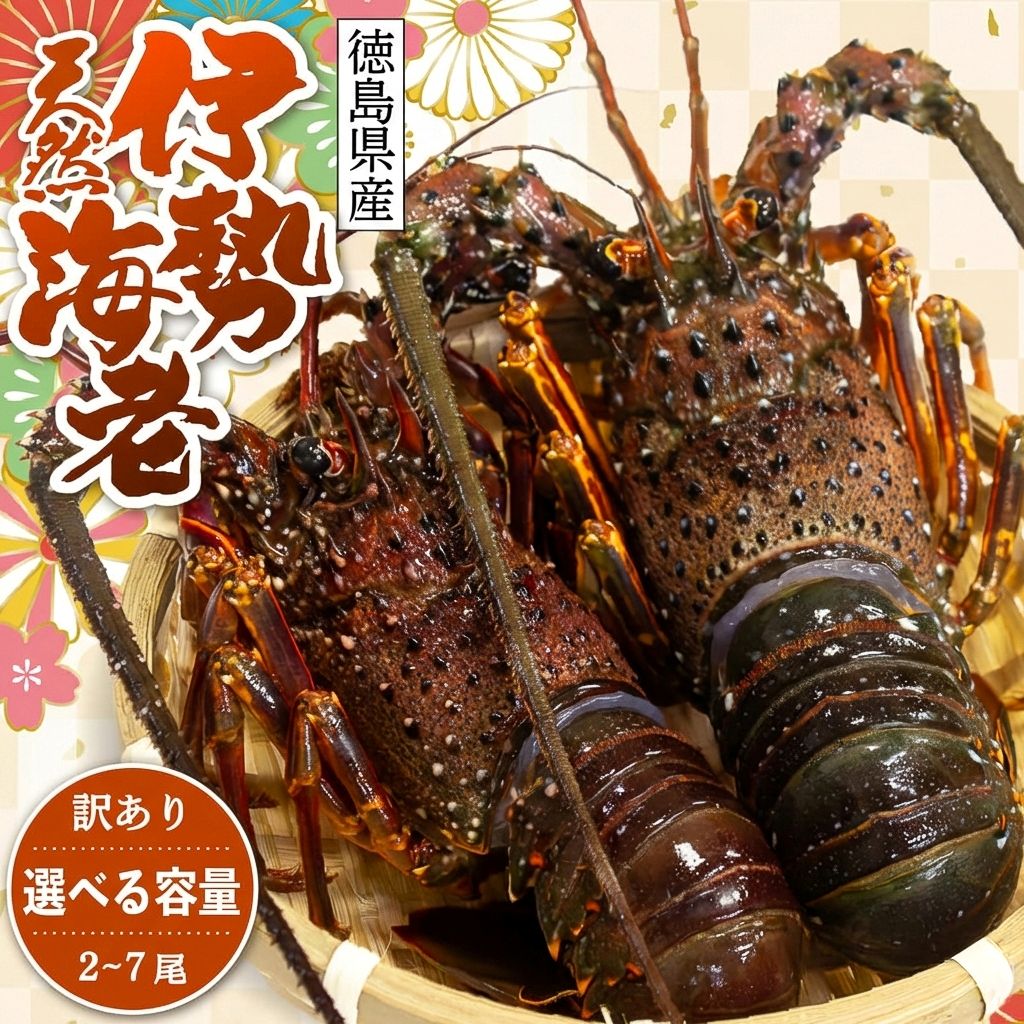 伊勢海老（徳島県産）　訳あり 約600g（2～4尾） / 約1kg（2～7尾）