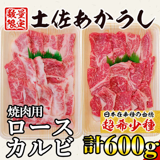 【希少和牛・土佐あかうし】焼肉用 ロース300g・カルビ300g