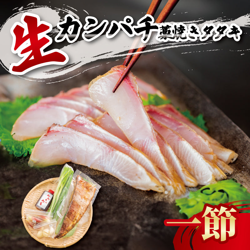 【超新鮮！冷蔵でお届け】カンパチのわら焼きタタキ 1節（3人前）/ 半身分（5〜7人前）【カンパチ】