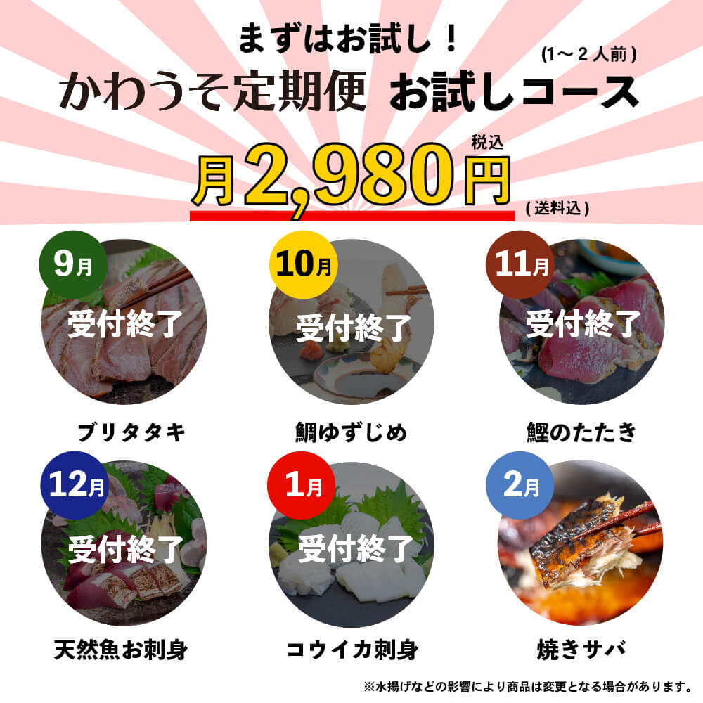 [かわうそ定期便]お試しコース[毎月届くお魚定期便][鮮魚]