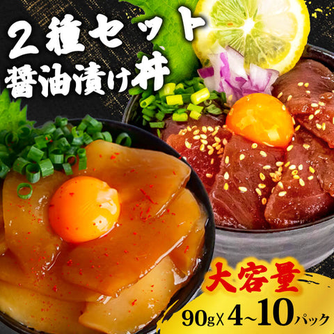 選べる2種の醤油漬け丼セット ( イカ / カジキ / キハダ ) 【お届け日時指定不可】