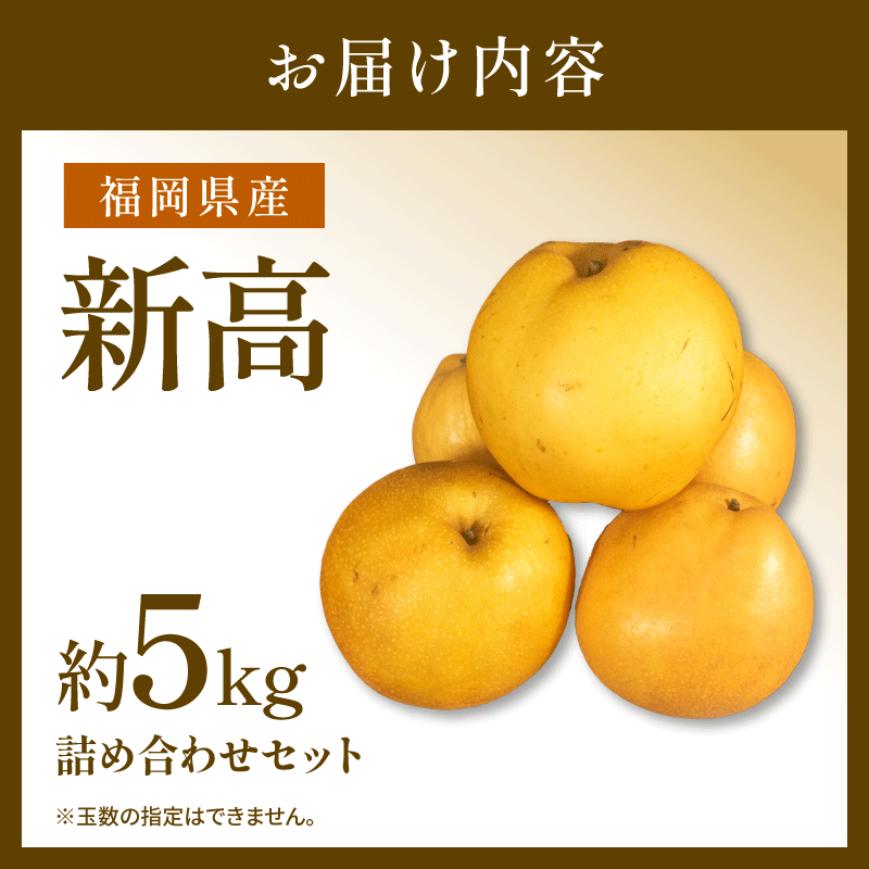 福岡県産 新高梨（にいたかなし） 約3kg・5kg【日付指定不可・順次出荷】