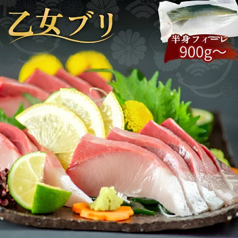 【年末予約専用】 乙女ブリ 半身　カマ・皮付きフィーレ 900g～