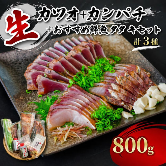 【食べ比べ】冷蔵 鮮魚3種 藁焼きたたきセット 高知県産 約800g 薬味・タレ付き【たたき職人のれそれ】