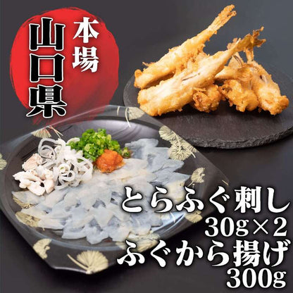 【魚千代】ふぐ刺し＆ふぐから揚げセット（とらふぐ刺身2皿～3皿・しろさばふぐから揚げ用300g～500g）